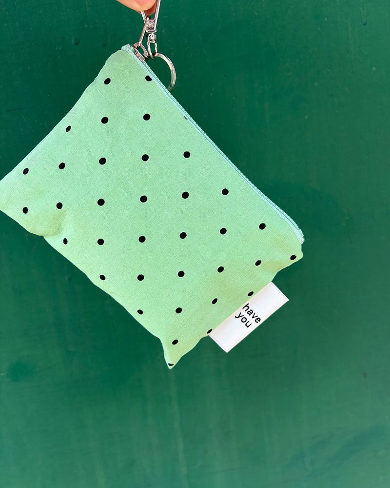 Baby dot flat pouch - green , M size