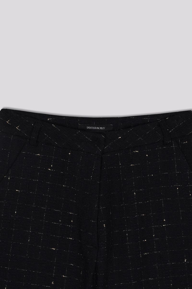 Glitter Tweed Pants Black