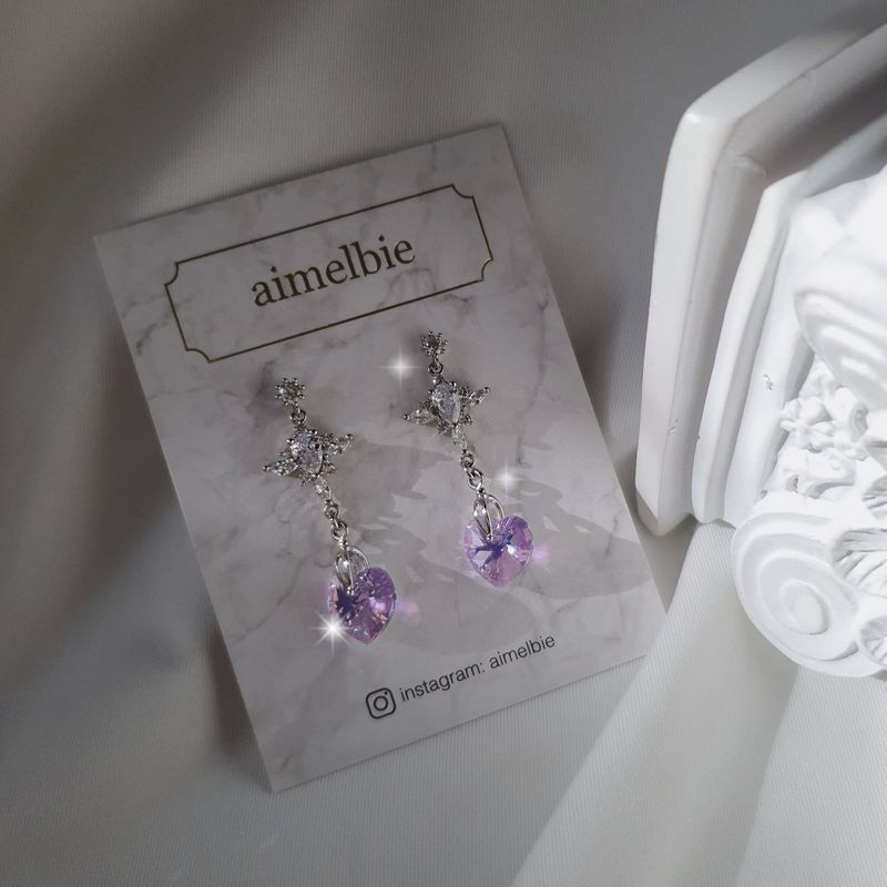 Angelic Heart Crystal Earring - Violet