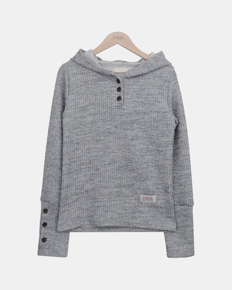Piggle Cropped Button Hooded T-Shirt