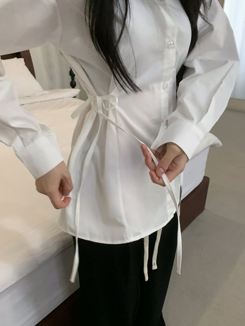 Refine Side Strap Long Sleeve Shirt