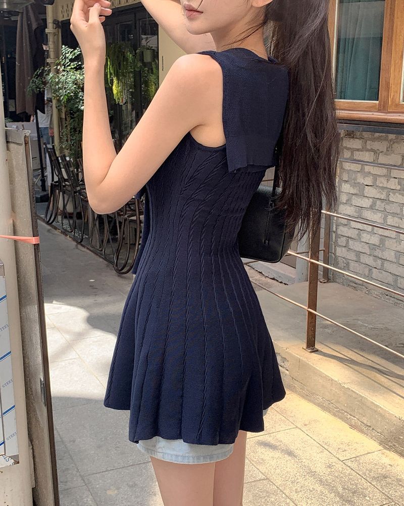 Laik knit shawl mini dress