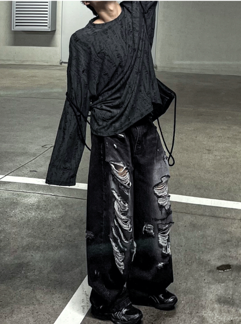 Denim Destroyed Pants