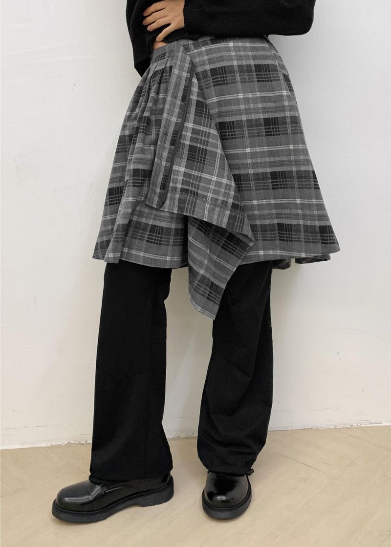 CHECK WRAP MIDI SKIRT