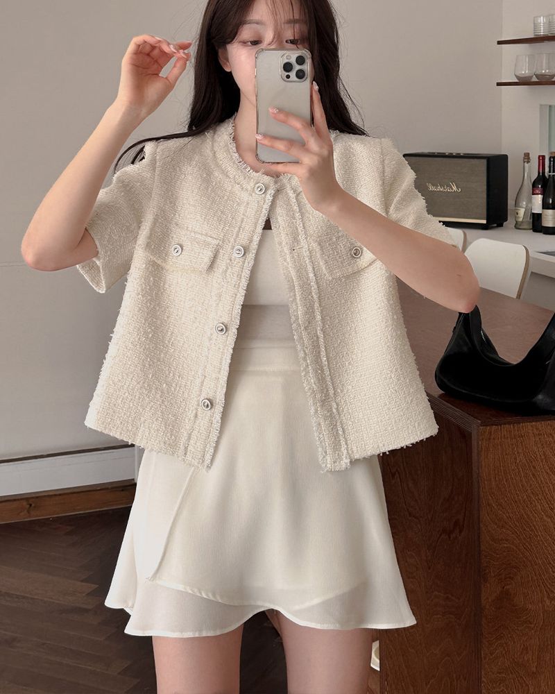 Earth Tweed Short-Sleeved Jacket