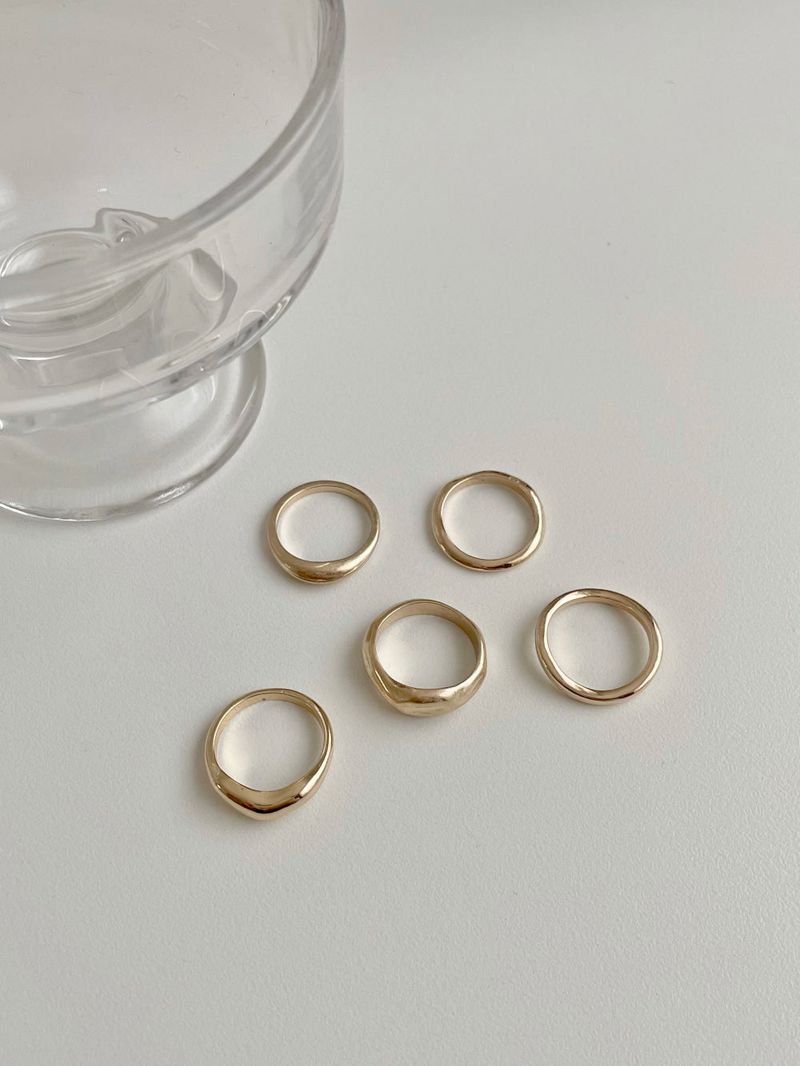 [5 set] simple volume layered ring set 