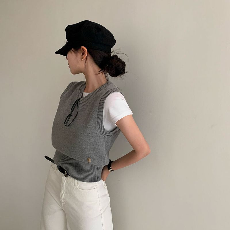 [Bellide made] Old money V-neck knit vest