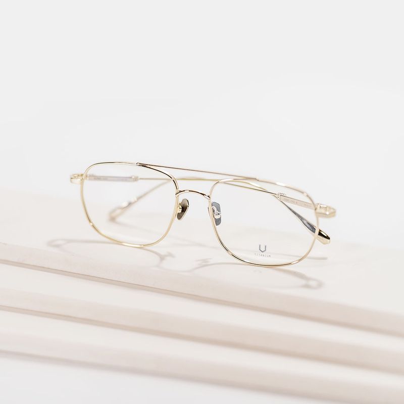 Knouun Square titanium glasses CODE. 102. G Yellow Glod
