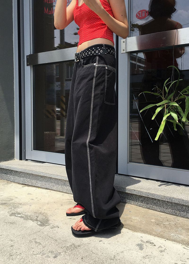 COLOR STITCH WIDE PANTS