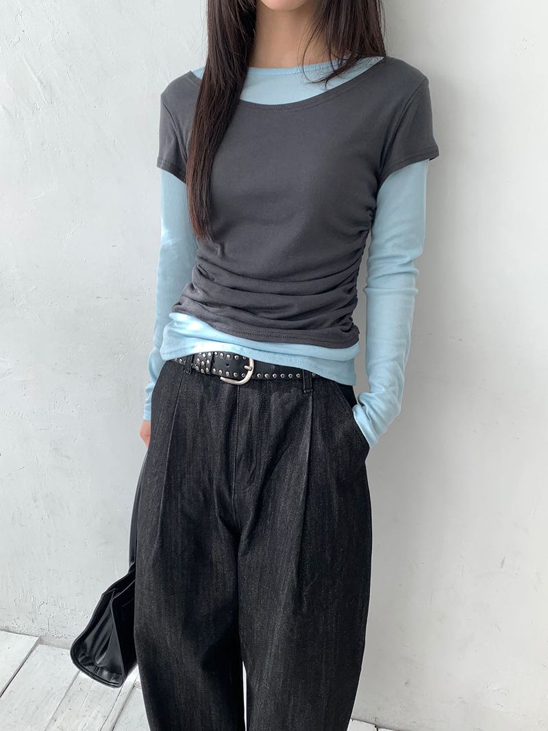 MUZESEOUL(ミューズソウル)の「Tencel layered long sleeves(4color)(Tops)」