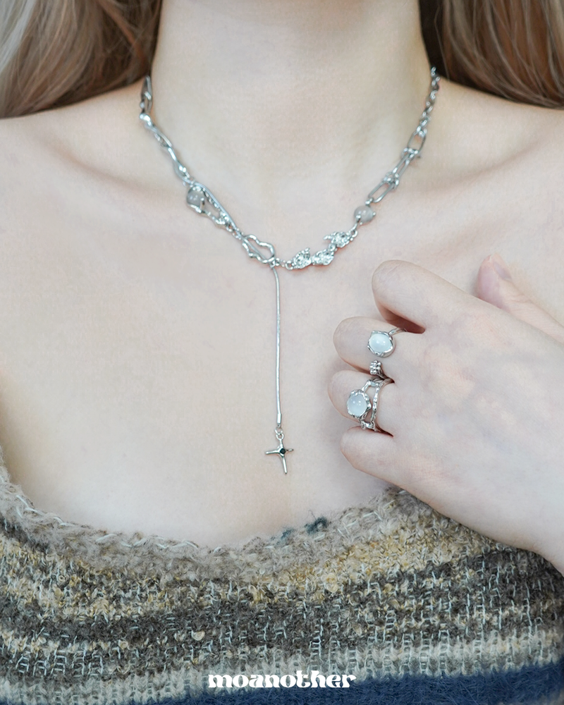  [S.Steel] Oriental Drop Rose Necklace