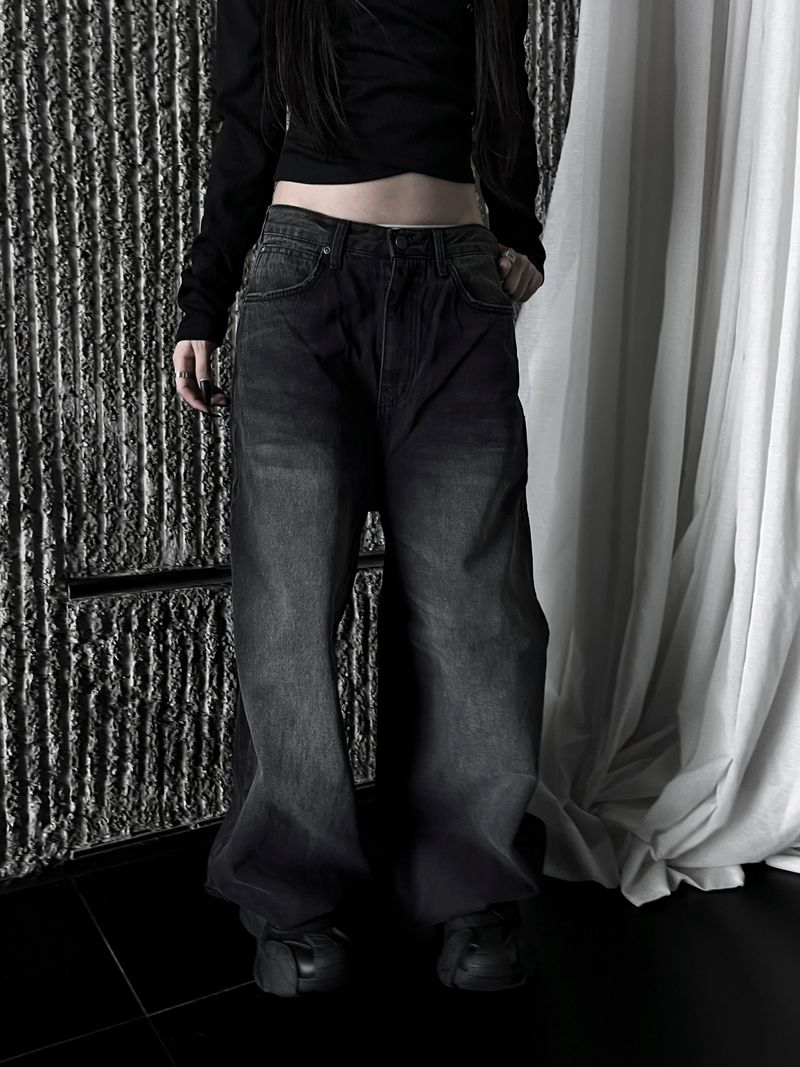 vintage circle fade wide denim
