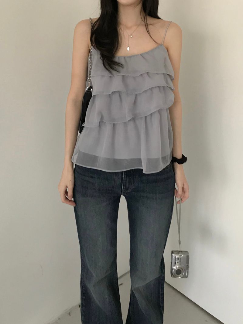 See-through frill bustier (2 colors)
