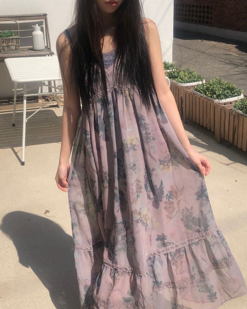 Drmon Lace Flower Long Bustier Dress
