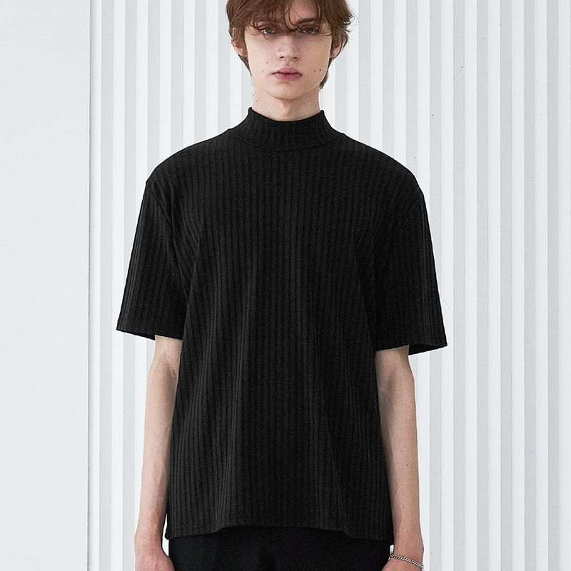S SY(エスエスワイ)の「MOCK NECK HALF T-SHIRT BLACK(Tops)」