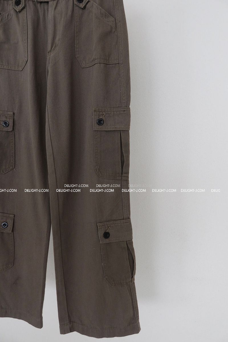 cargo straight wide long pants