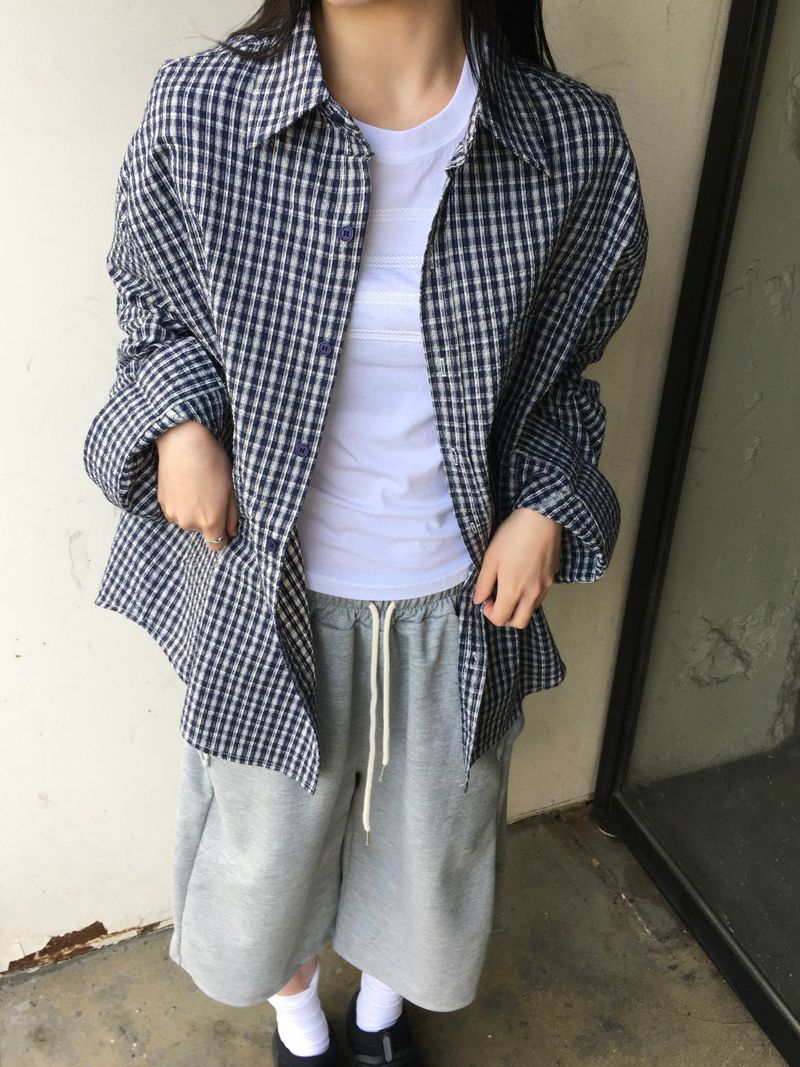 Kib seersucker check shirt (3c)