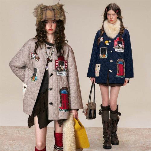 La mode MAQI（ラ モード マキ）の「キッチルックエンブロイダードパッチキルテッドダッフルコート（ジャケット/アウター）」