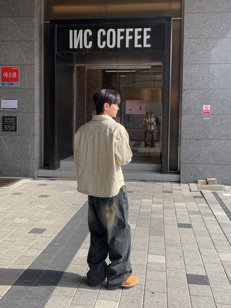 후쿠이 더블 패치 워크 셔츠