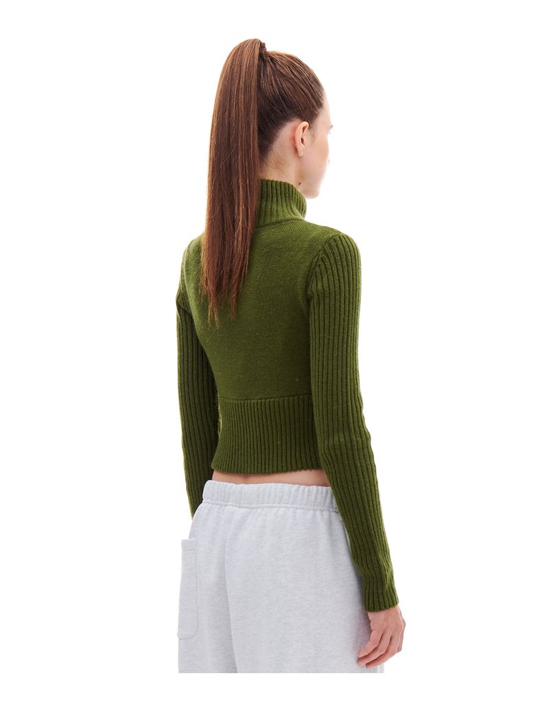KNIT ZIP-UP CARDIGAN (KHAKI)