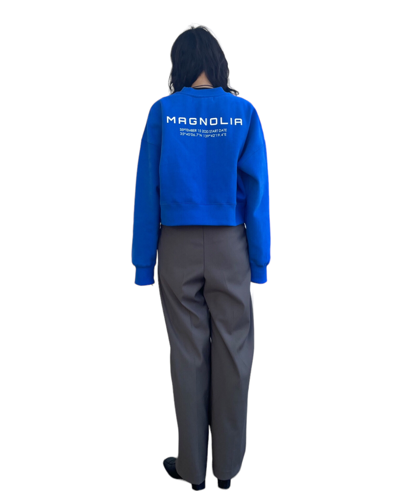 プリントクロップドスウェット/Print Cropped Sweat-BLUE