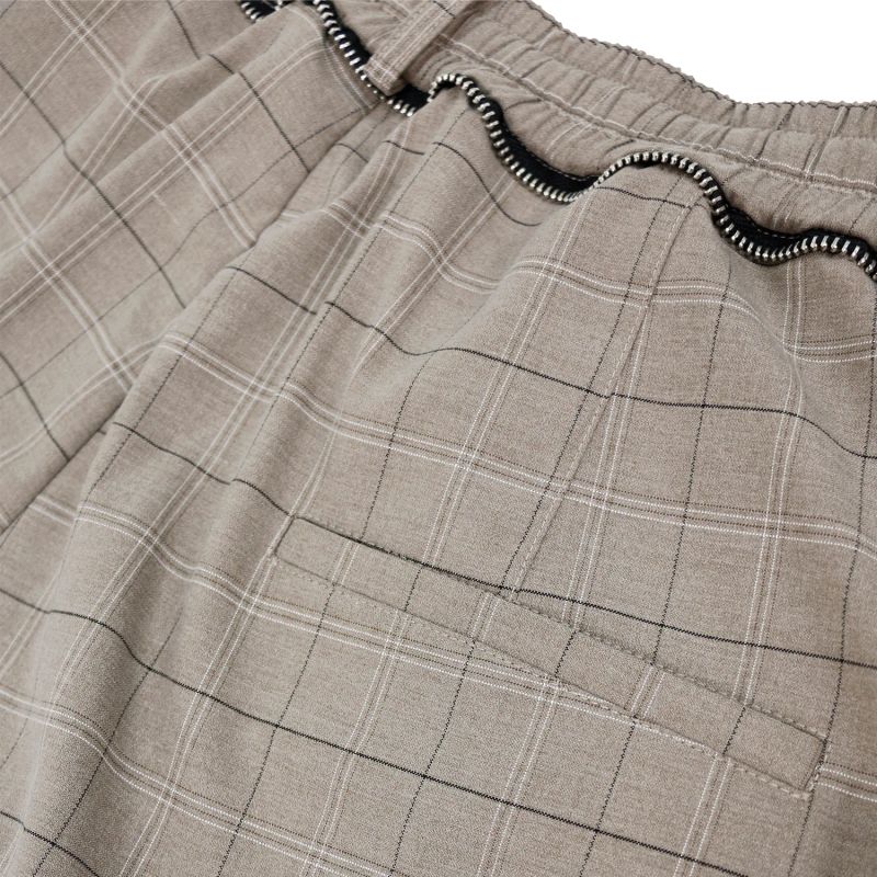RELABEL('LABEL) anti-wrinkle pleated checkered side seam stitching loose-fitting casual pants with loose edges and a relaxed drape