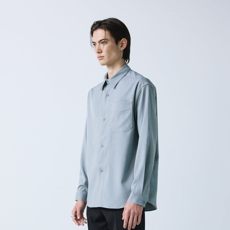 breeze line stripe shirt ash blue