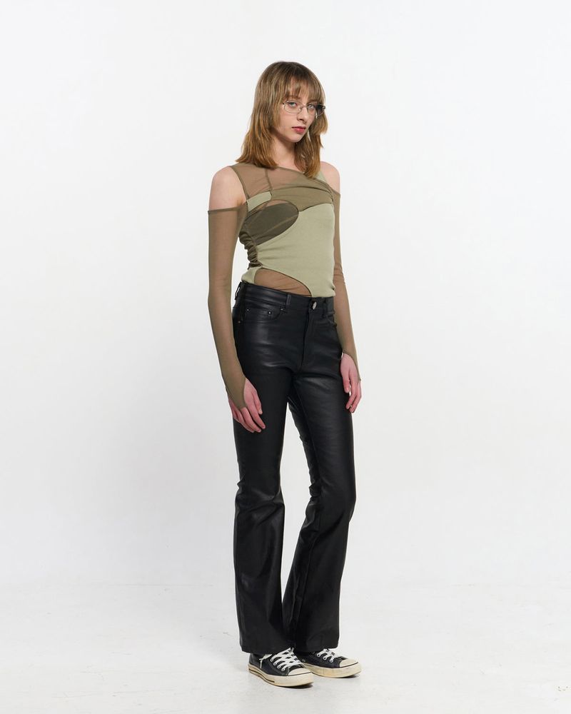In&Out Knitted Top _  OLIVE GREEN