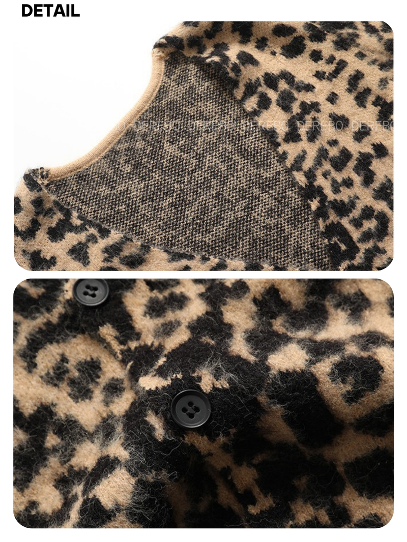 Mohair Leopard Loose Fit Cardigan