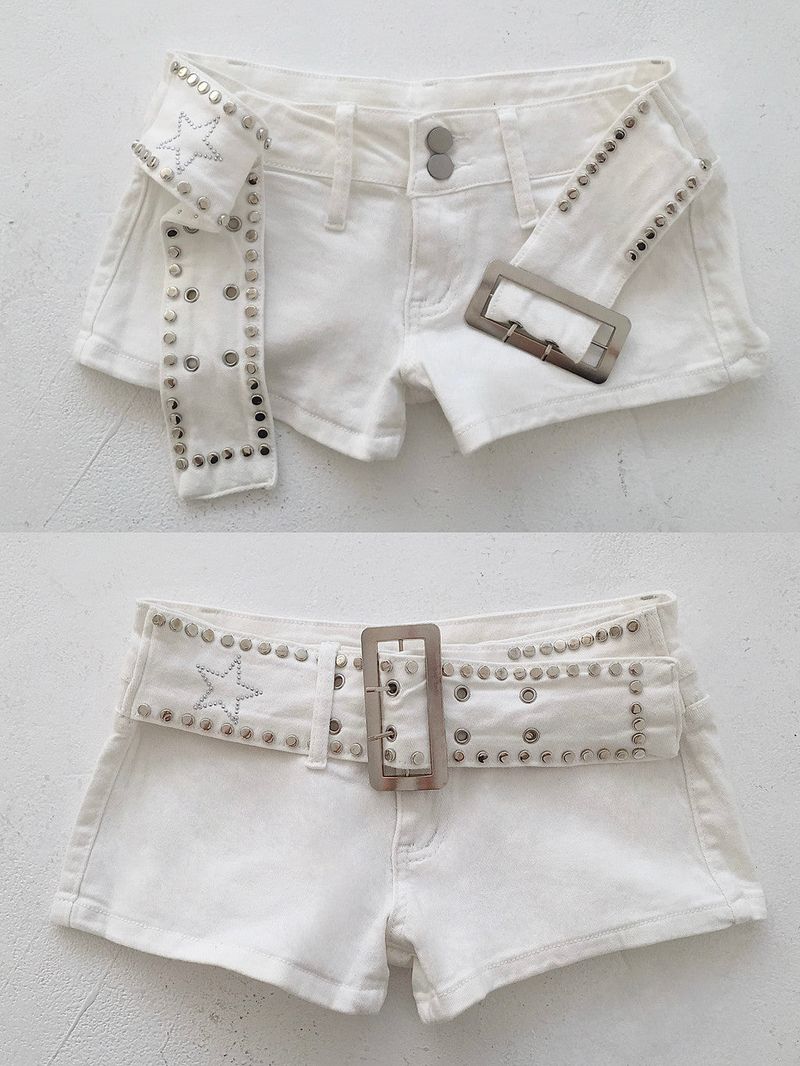 Western Star Belt White Shorts