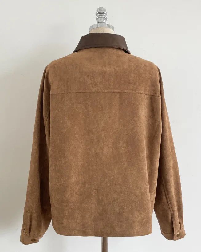 Hent Leather Collar Suede Jacket