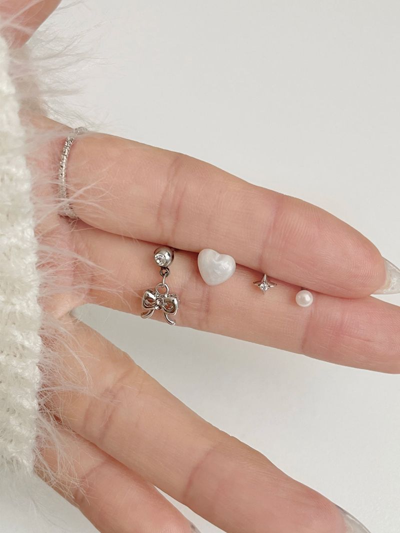 [4 set] ballet ribbon pearl piercing set