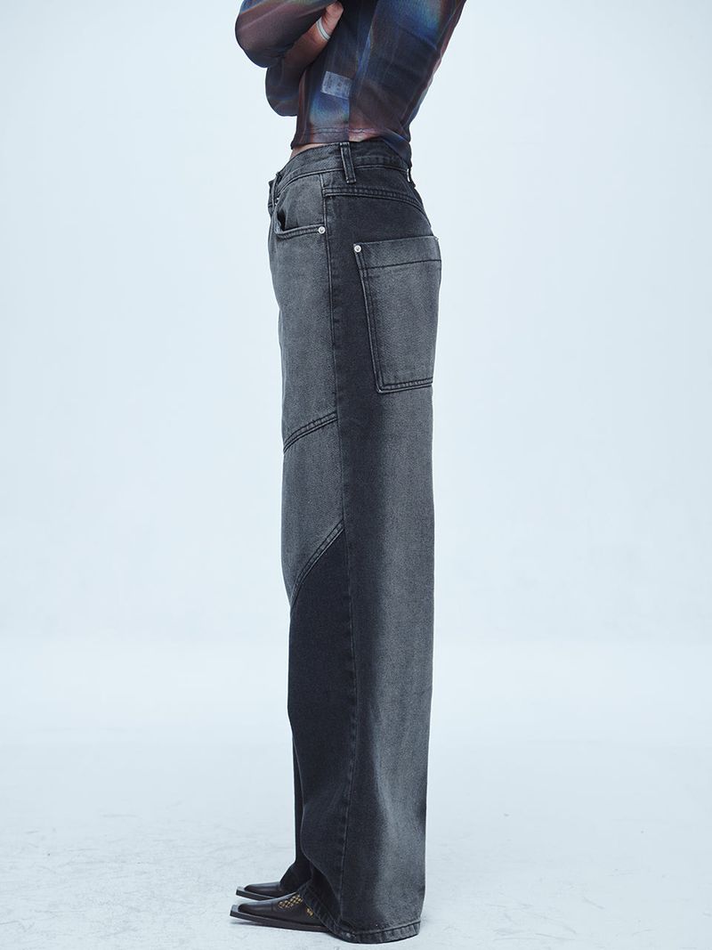 Hyper Brush Washing Wide Denim Pants Black