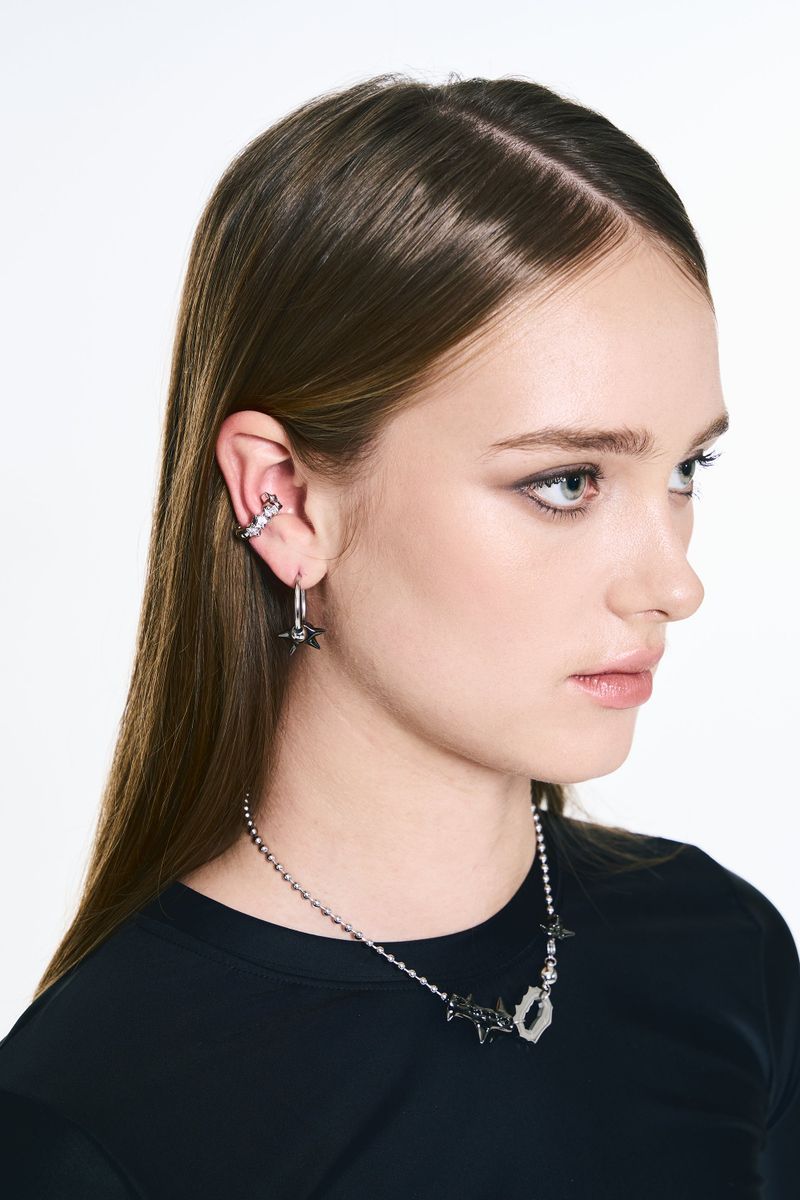 NO.557 [SILVER] STAR CUBIC SPRING EARCUFF