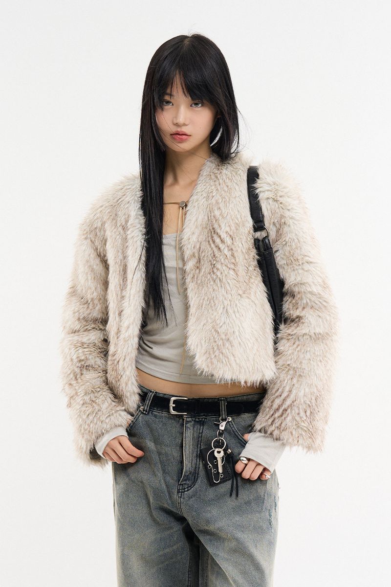 Raucohouse(ラウコハウス)の「Mio non-closing open fur jacket(Jackets/Outerwear)」