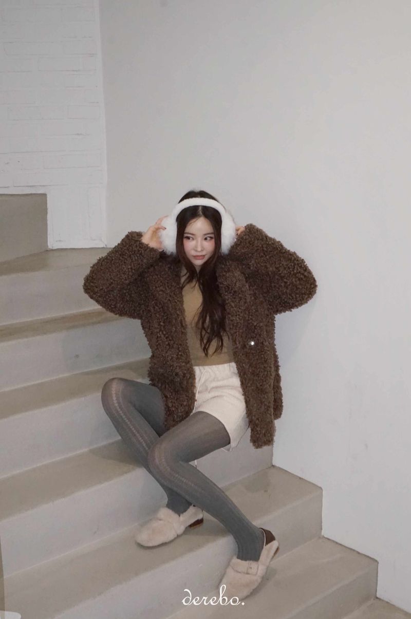 Dark Brown Poodle Fur Jacket