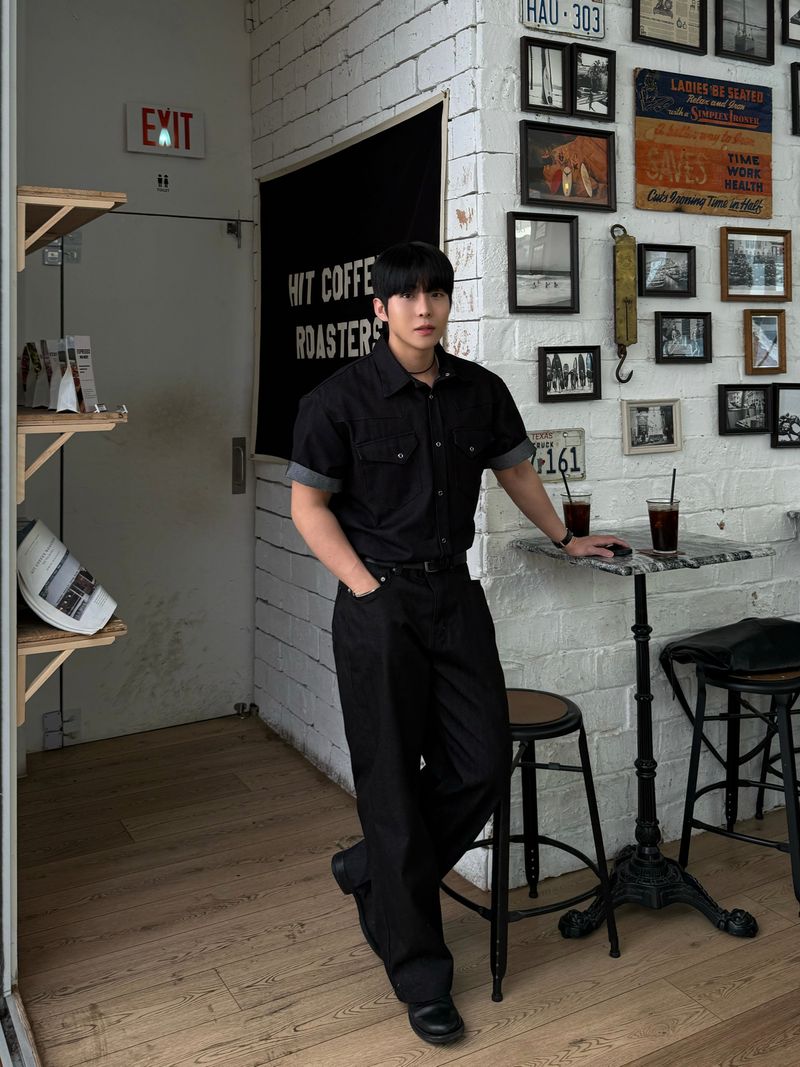 Leaf denim western short sleeve shirt