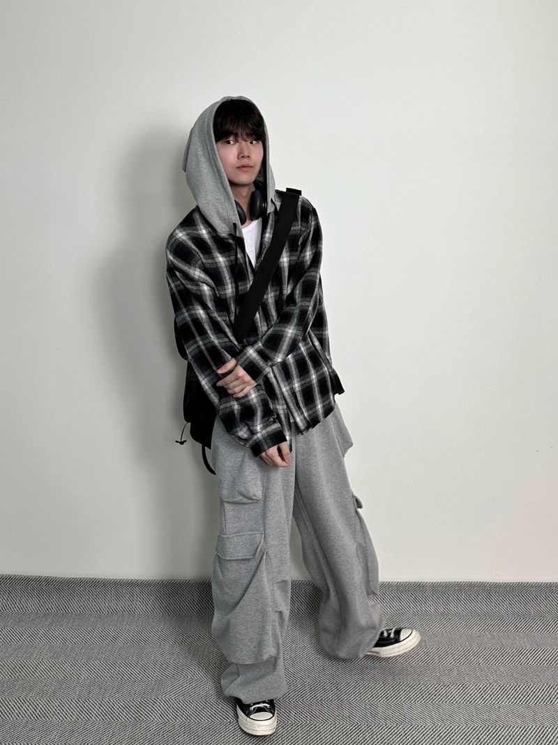 Henri hood over check shirts