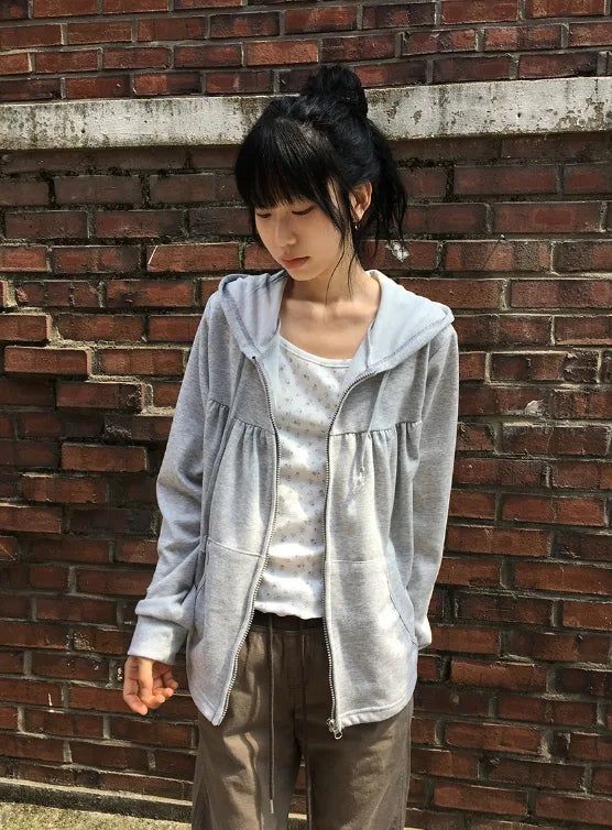 BAON（バオン）の「26FW★ [BAONHAUS] Pohiren Shirring Hood Zip-Up（Tops）」