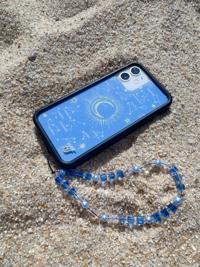 Lake Blue Crystal Phone Strap
