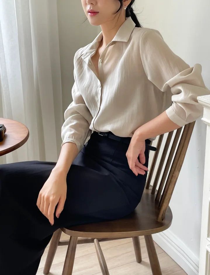iam mari（アイアム マリ）の「Dren Sheer Shirt Blouse (Strap Set)（Tops）」
