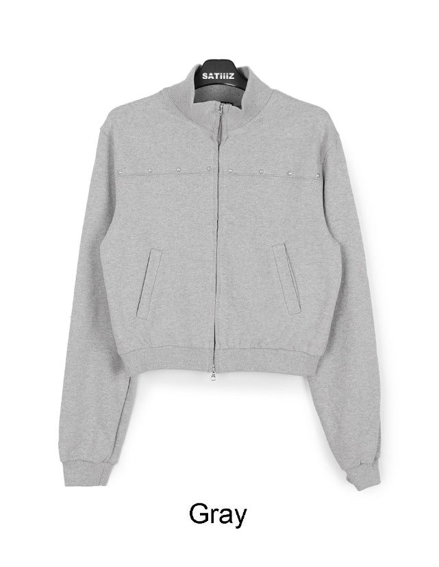 Tupel Rivet Crop Zip-Up