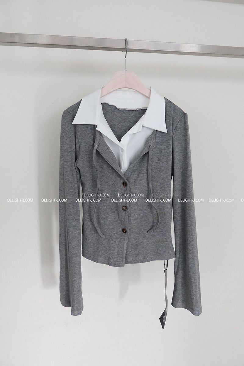 Miu Shirt Layered Cardigan