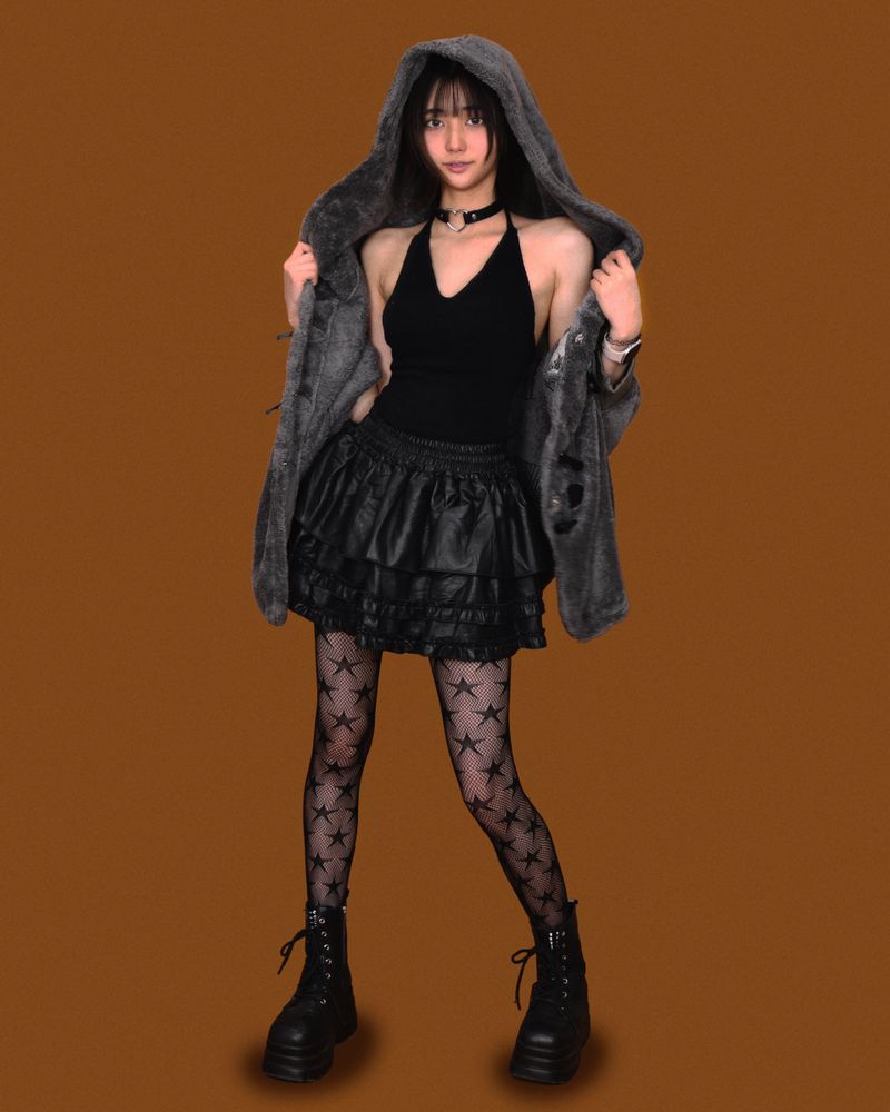della leather kangkang skirt