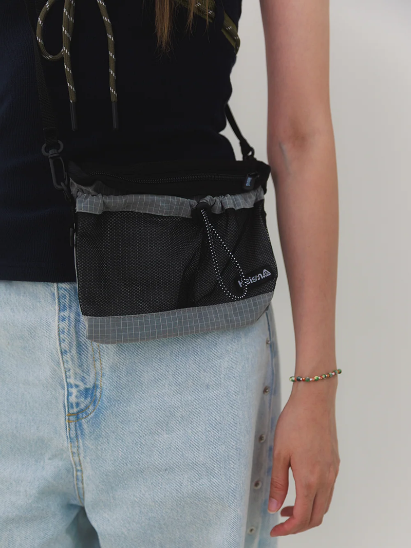 Mesh Pocket Sacoche Nylon Stone Grey