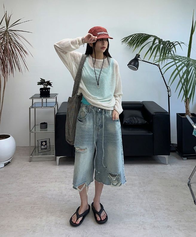 Hike Damaged Bermuda Denim
