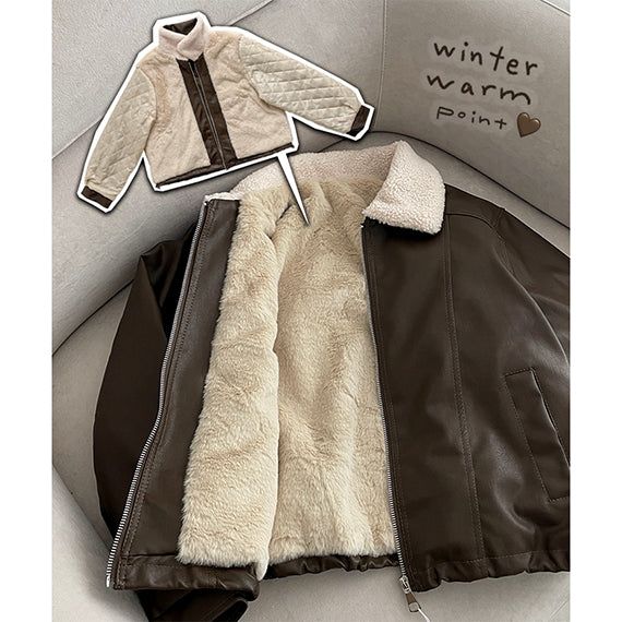 hijjoo（ハイチュー）の「The hit  incision collar wool leather jumper（Jackets/Outerwear）」