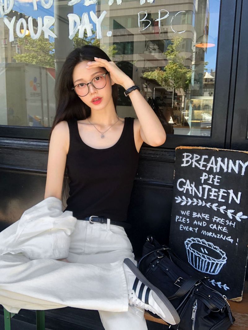 [BELLIDE MADE] Basic rib U-neck camisole