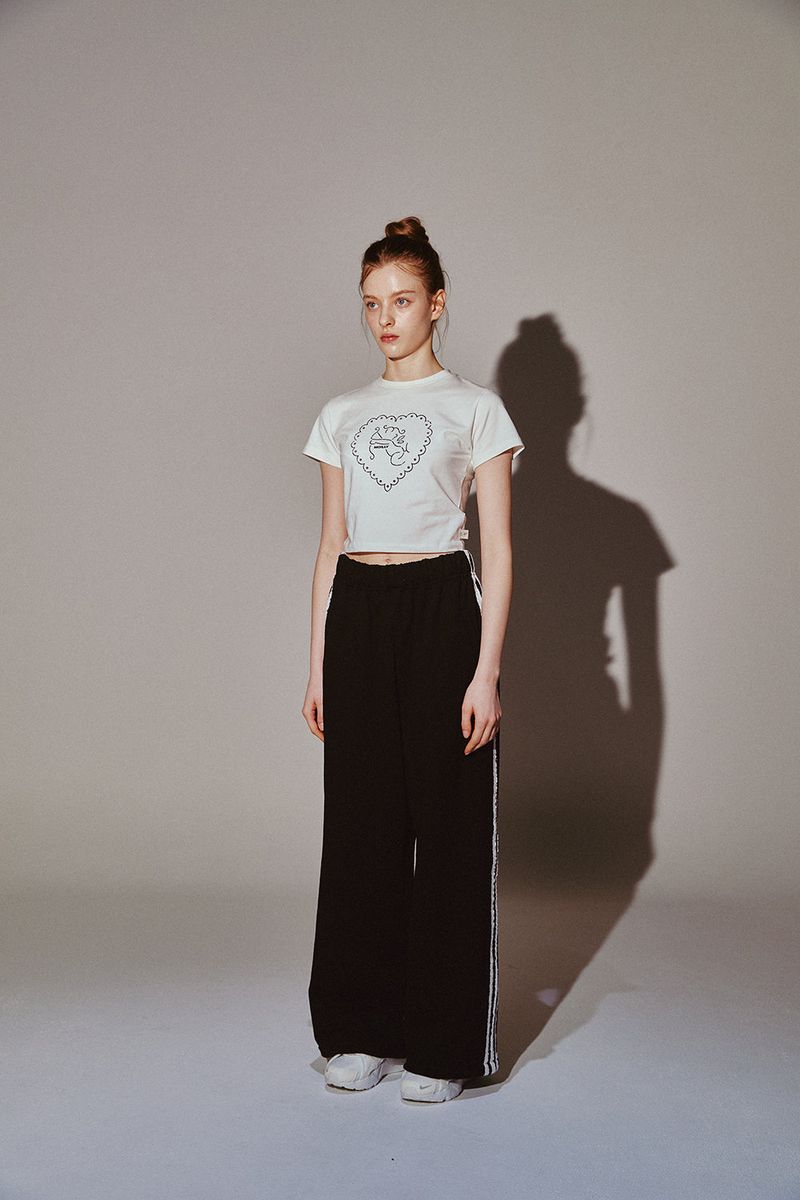 Lace Tape Track Pants Black