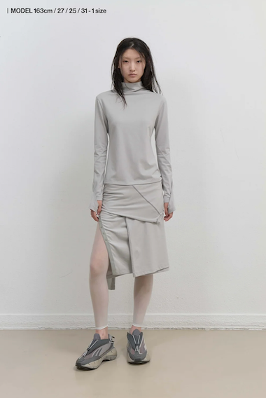 Mock Neck Tee / Mint Grey